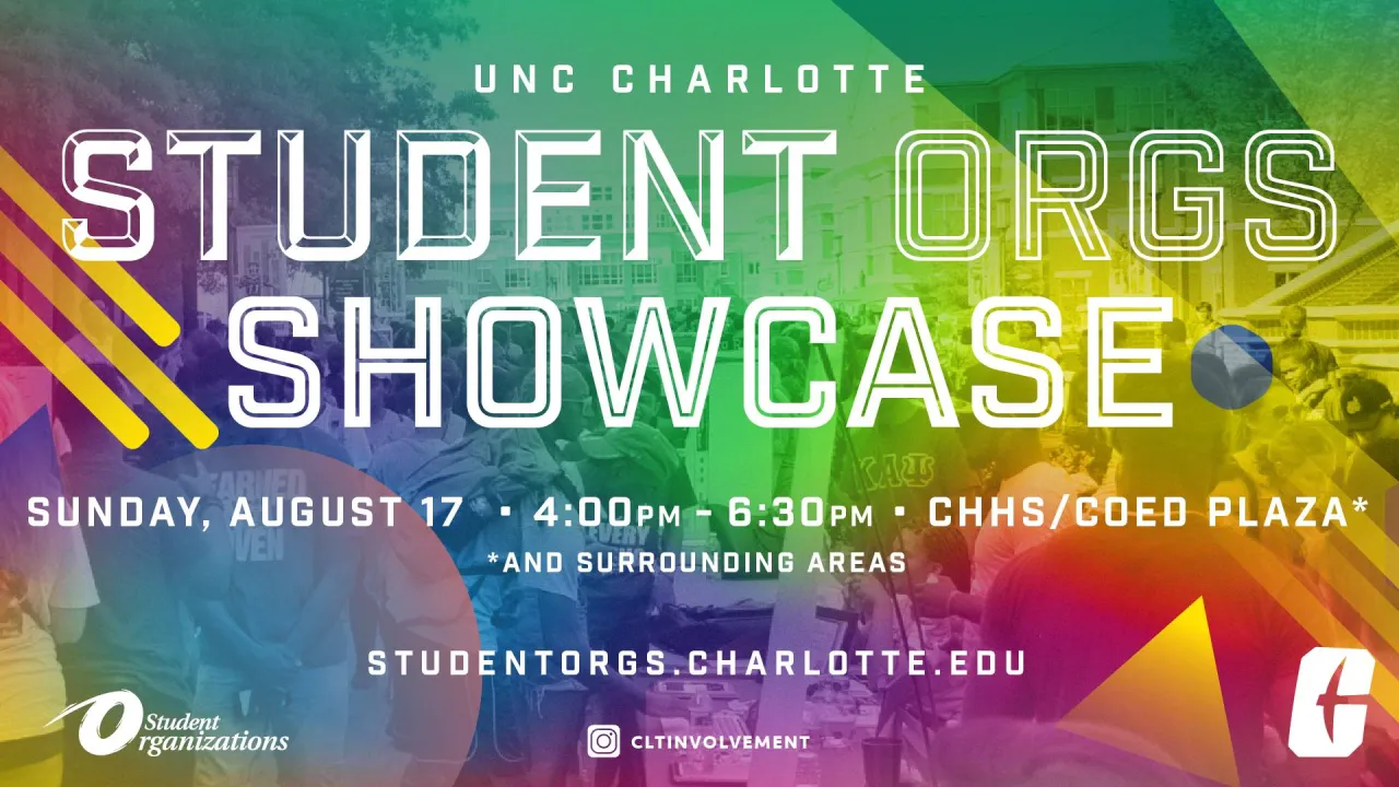 Student Org Showcase is taking place Sunday, August 17th from 4-6:30pm